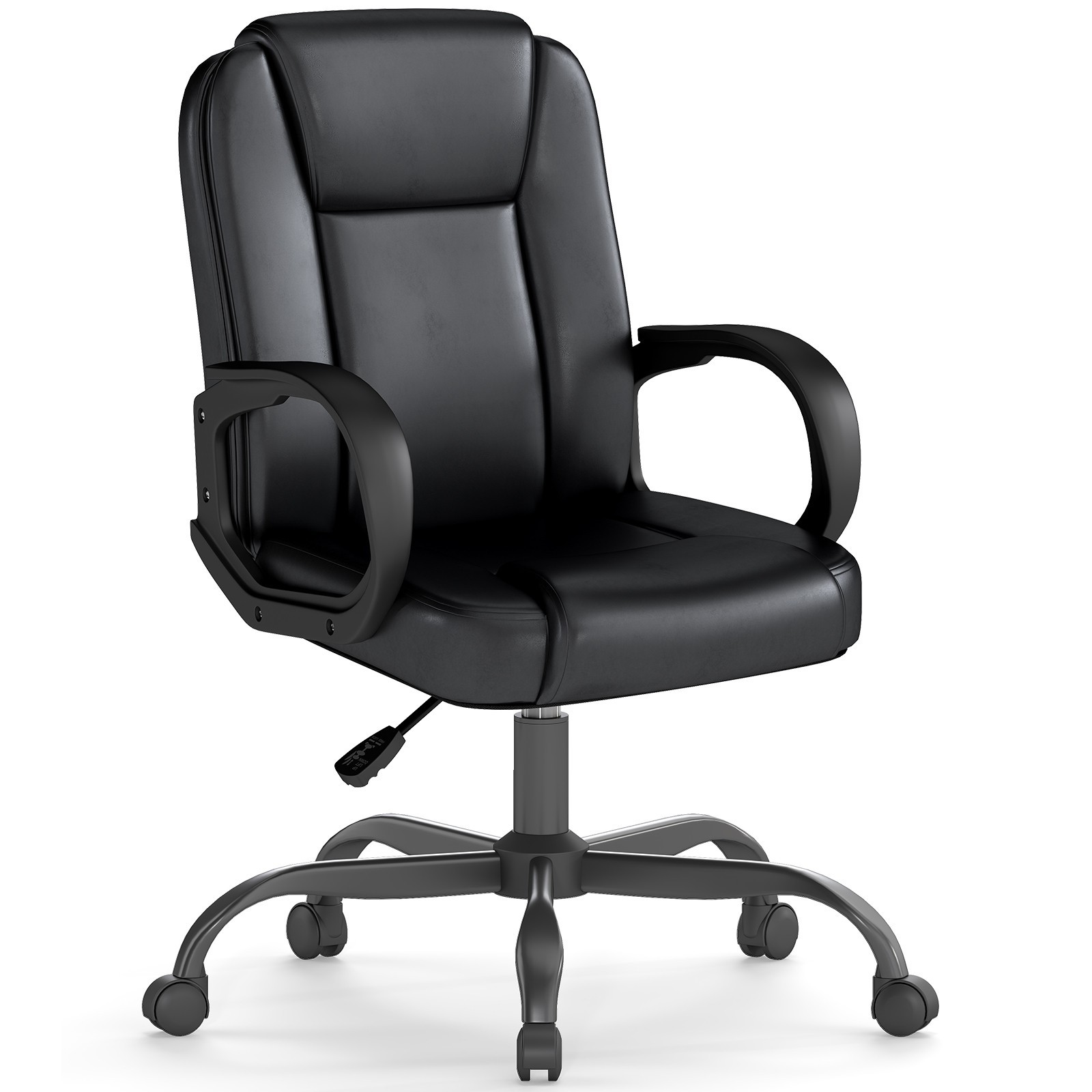 Small Office Chair, Executive PU Leather Desk chair Mid back Swivel Task chair