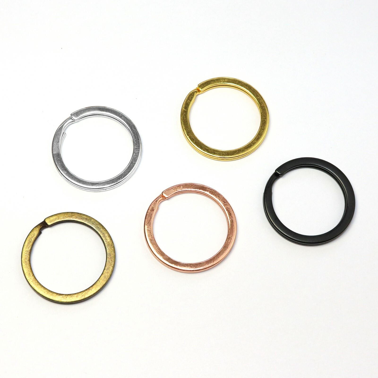 Flat Key Rings Key Chain Metal Split Ring 40pcs 5 Colors 1 Inch or 1.25 Inch
