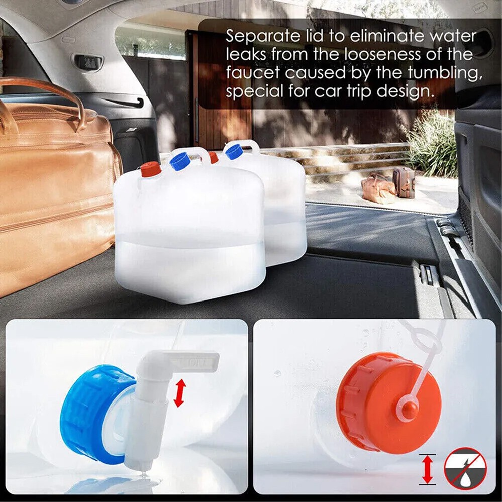 2 Pack 10 Gal Collapsible Water Container Water Storage Jug with Spigot Camping