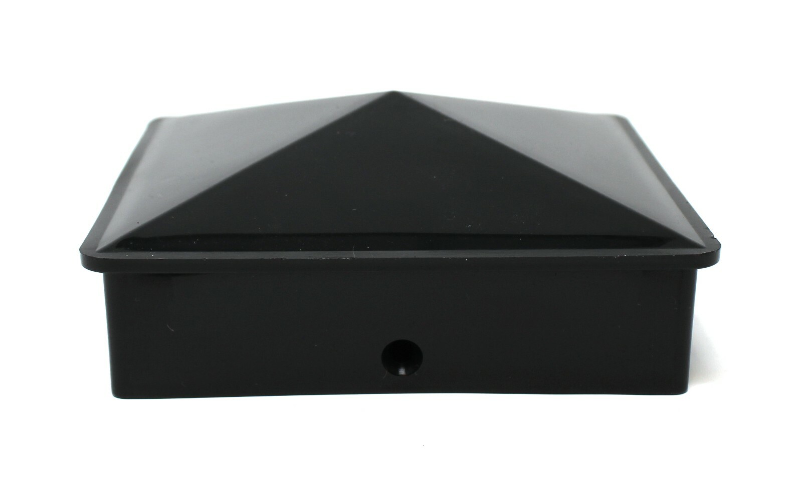Plastic Pyramid 4x4 True (100mm) Fence Post Cap w/ Pre-Drilled Hole Black/ White