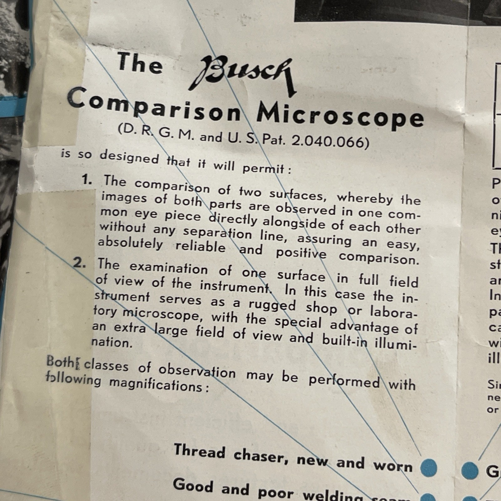 RARE Busch Rathenow Comparison Microscope, Dual Optical, Metallurgical, Forensic