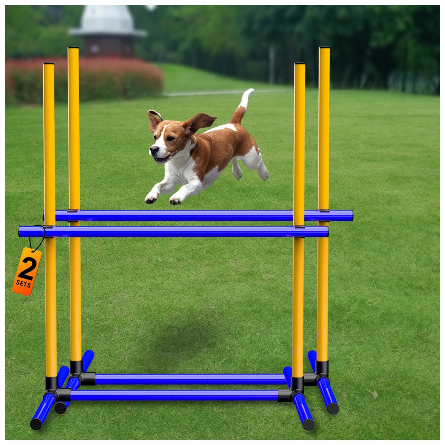 Adjustable Dog Agility Jump Set – Training Hurdles with Height Adjustable Bar...
