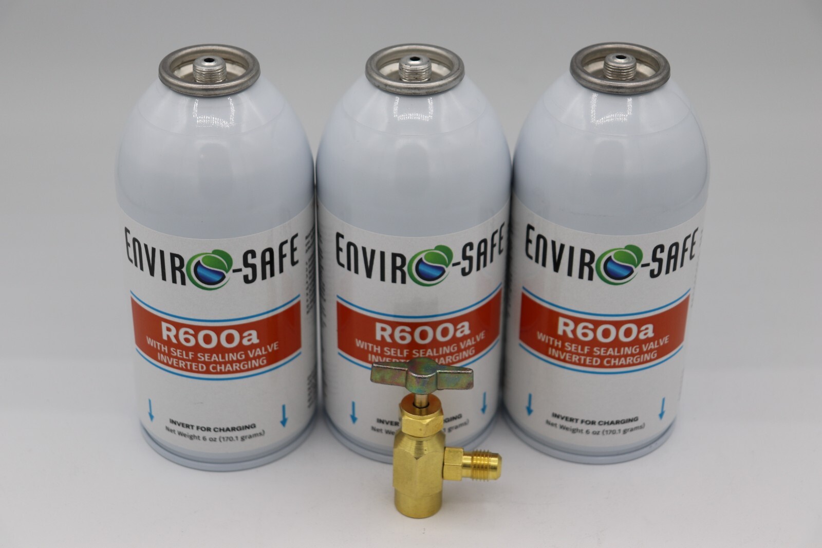 Enviro-Safe R-600a Refrigerant with 7/16" Self Sealing K28 6 oz , 3 cans/tap