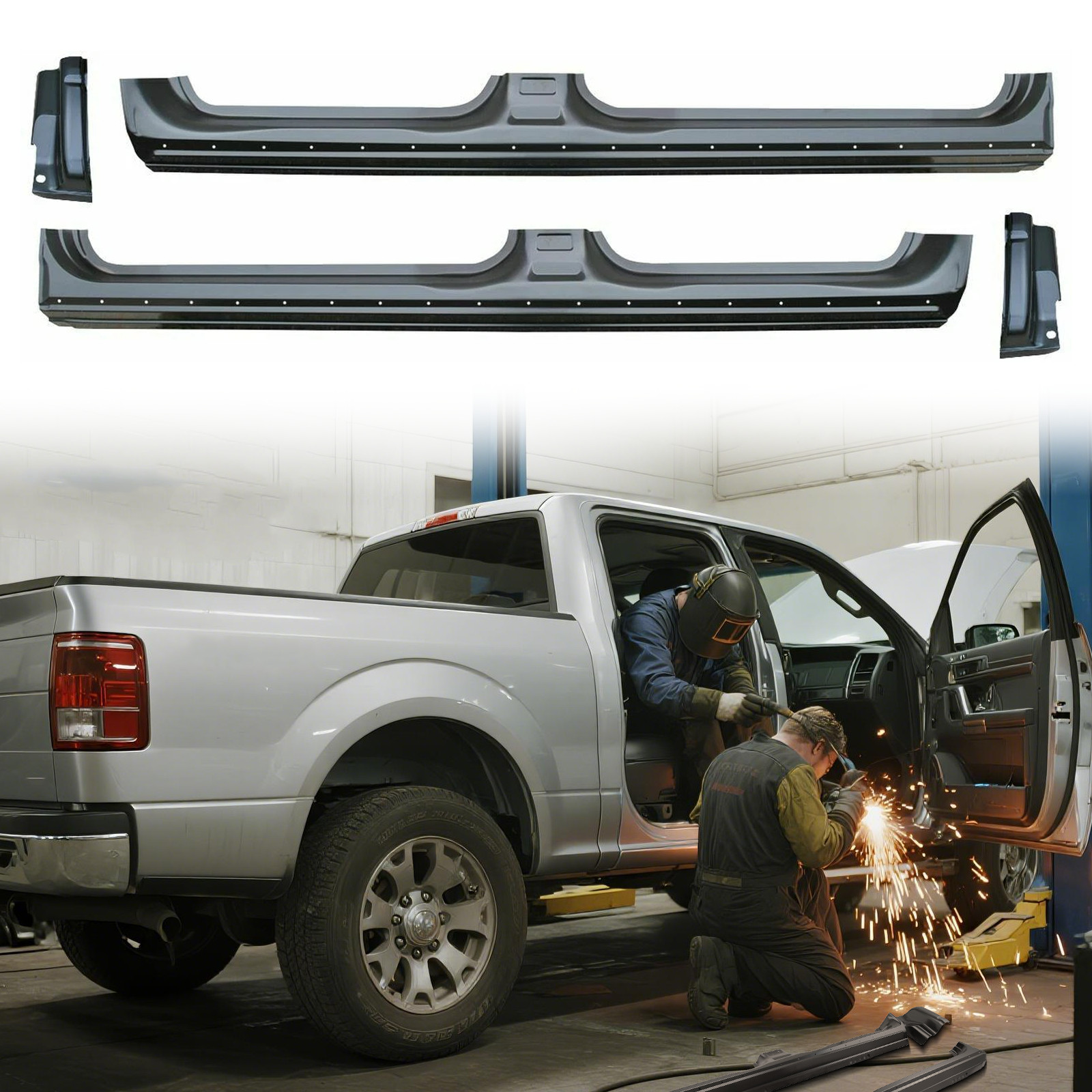For 2009-2014 Ford Pickup F150 Rocker Panels and Cab Corners 4 Dr Crew Cab Lh Rh