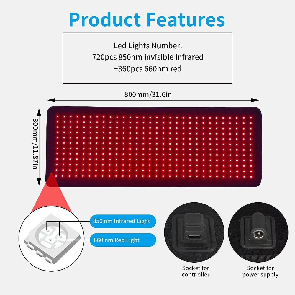 Red Light Therapy Pad LED Full Body Mat Fits Relieving Back Muscle Pain Infrared