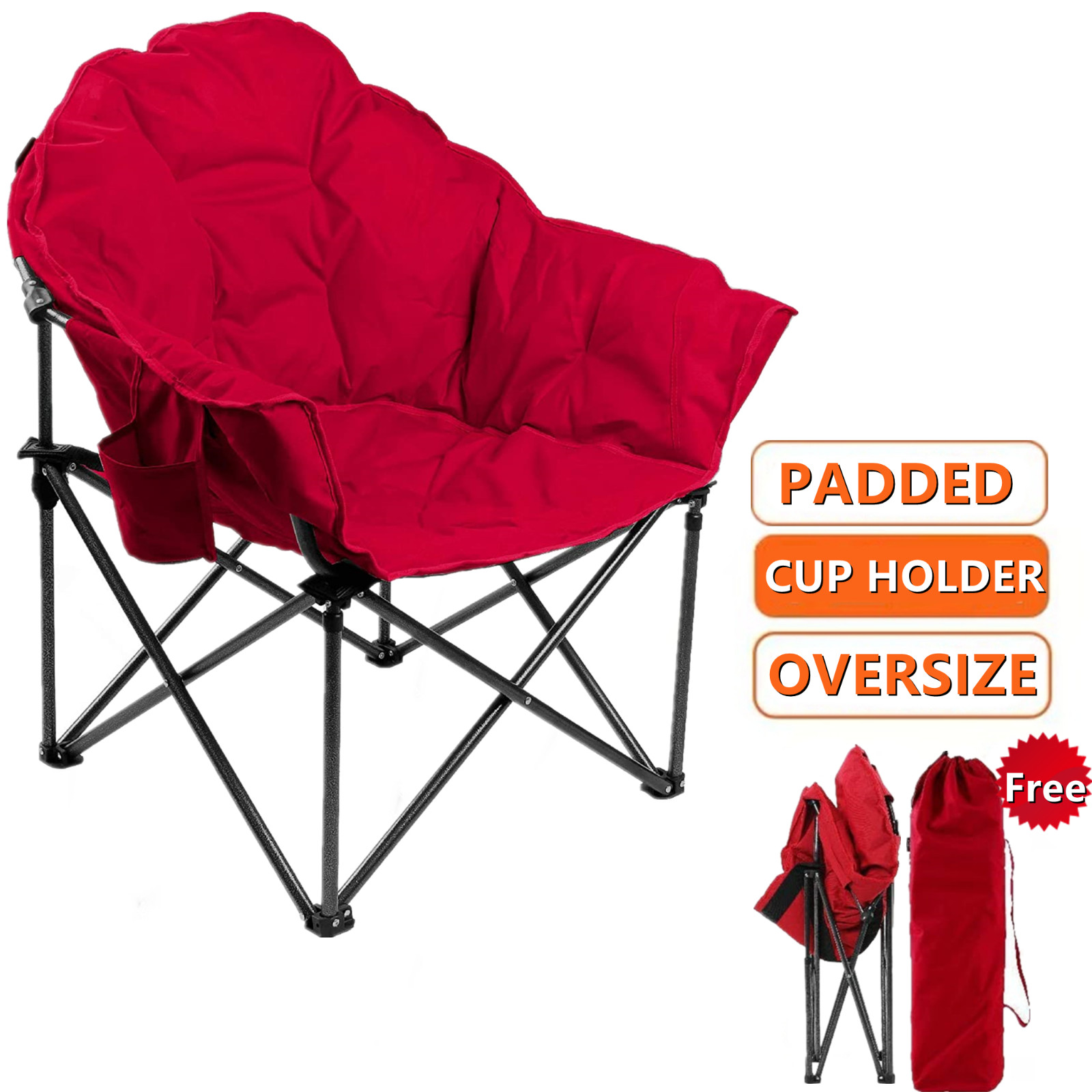 ALPHA CAMP Camping Saucer Chairs Oversize Moon Chair Folding with Carry Bag