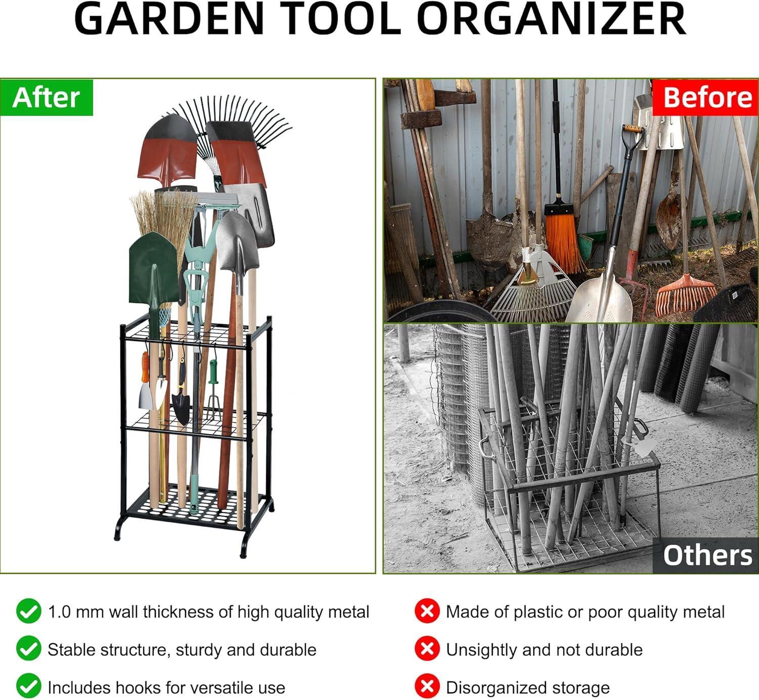 3 Tier Garden Tool Rack Organizer, Heavy Duty For Long Tools, Garage Storage ***