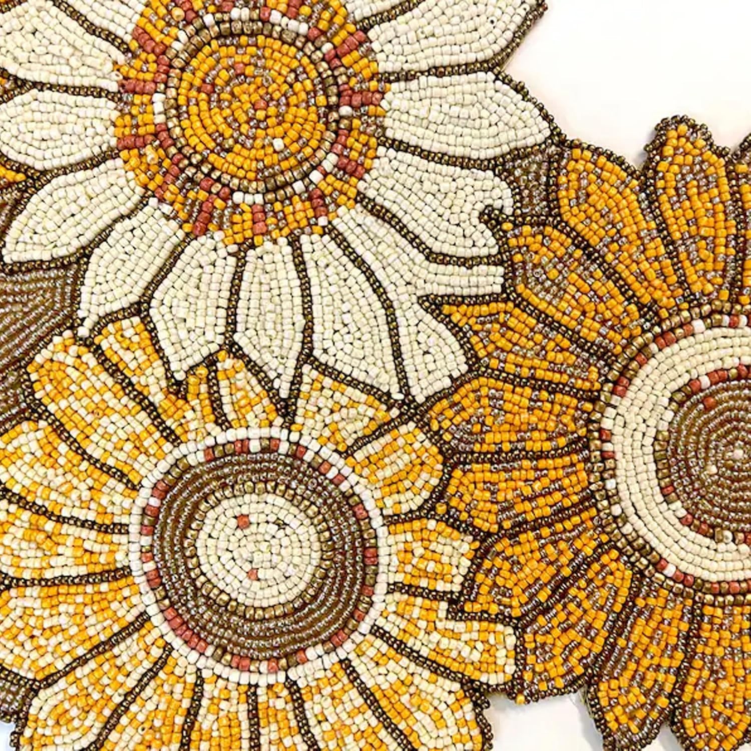 TBS Multi Color Floral Design Hand Crafted Table Runner Fully Beaded 13" x 36"