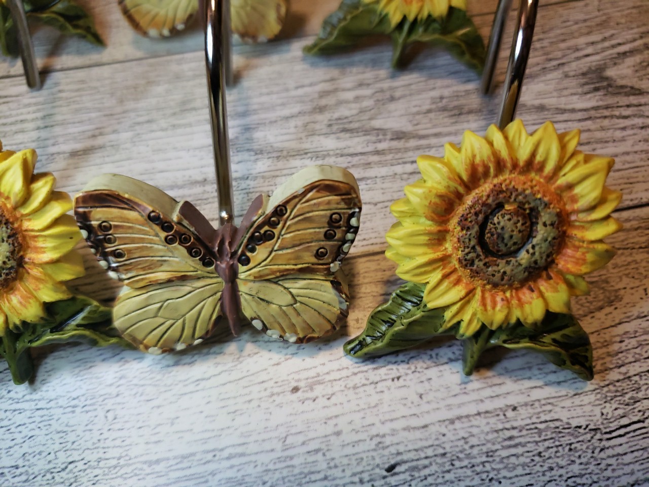 Butterfly Sunflower Shower Hooks 12pc