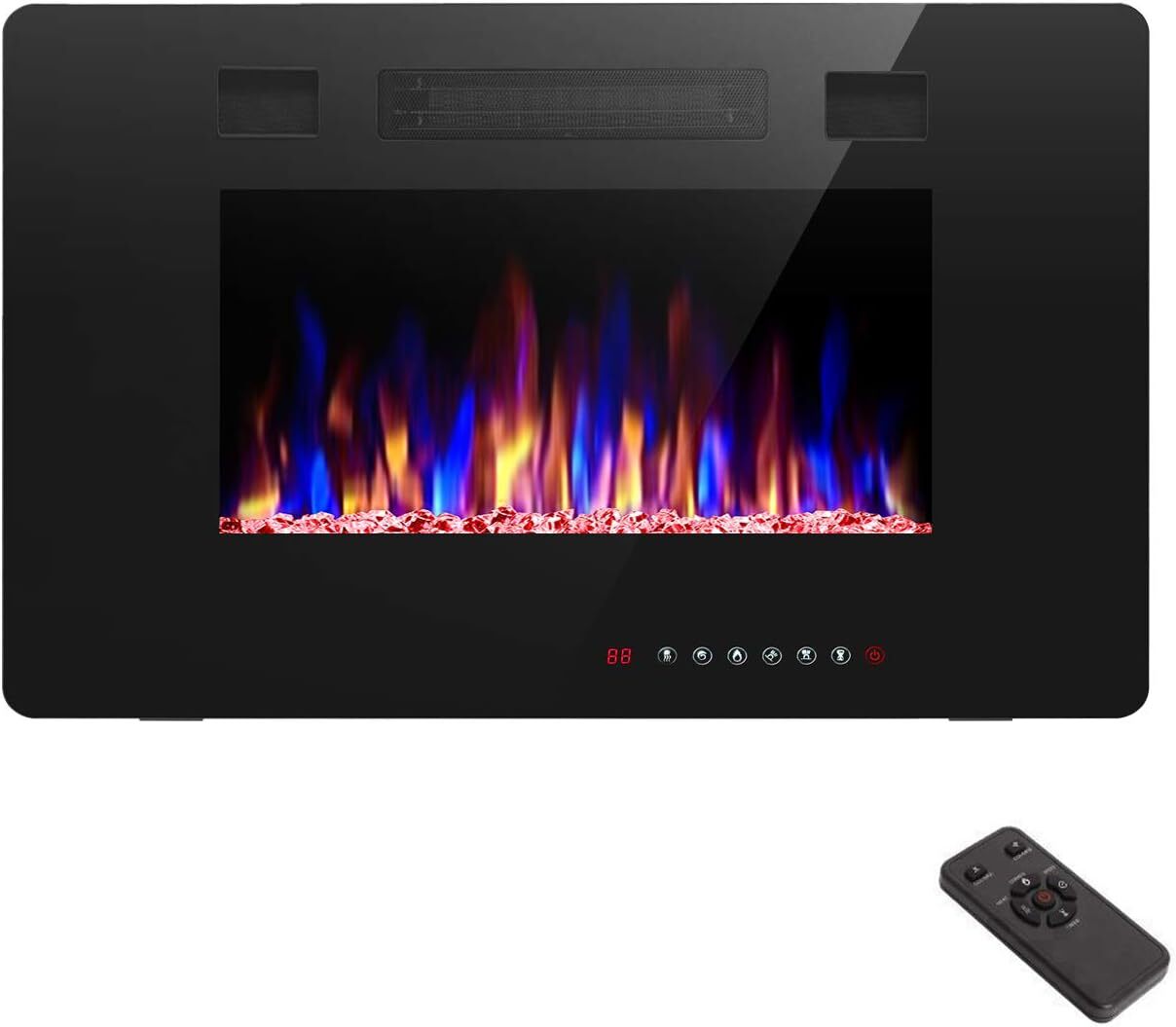 30 inch Recessed and Wall Mounted Electric Fireplace, Ultra Thin and Low Noise,