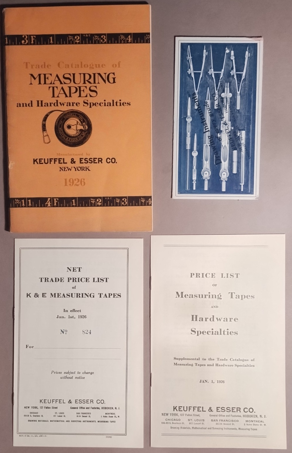 1926 Keuffel & Esser K&E Measuring Tape Folding Rule Catalog + Ink Blotter B6-26