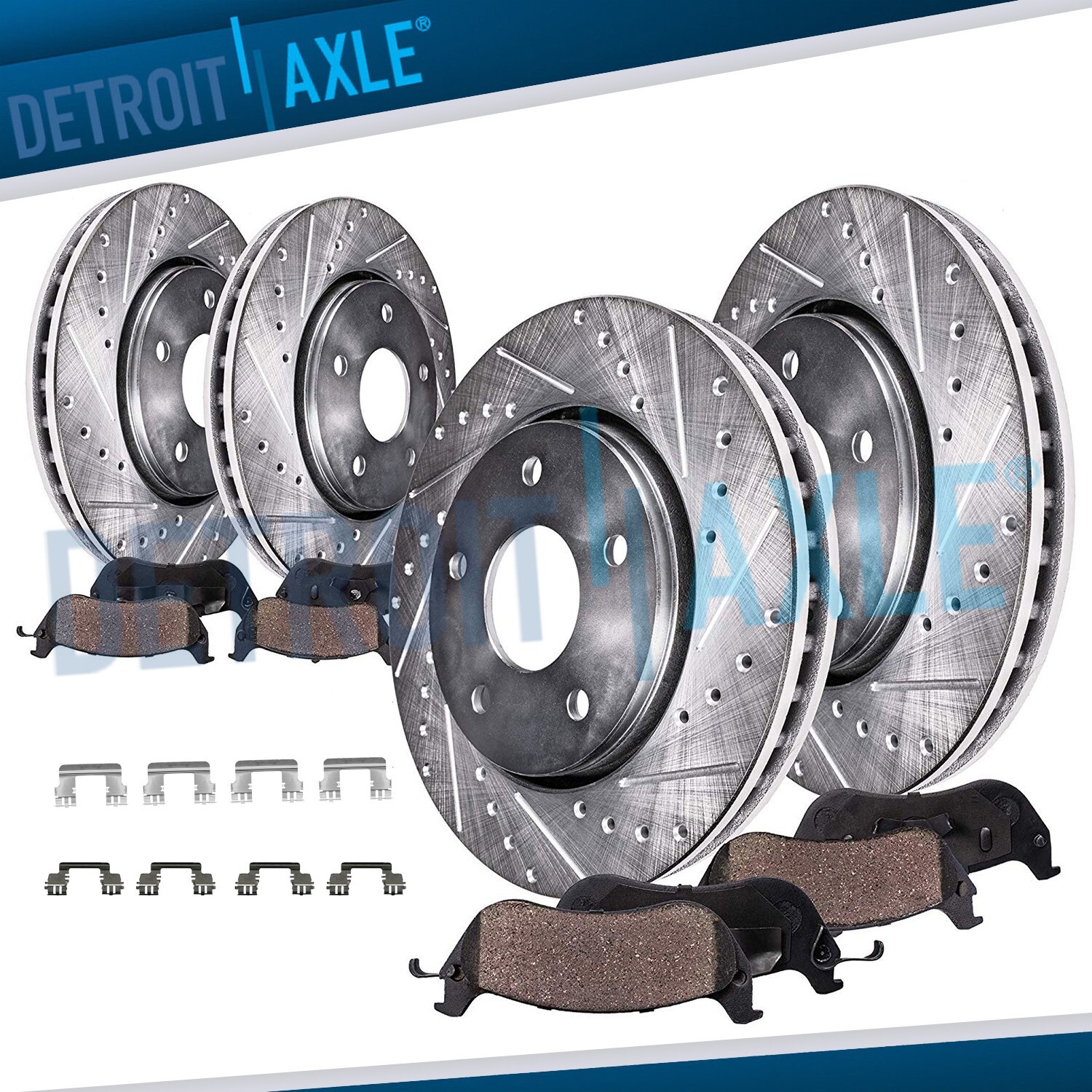 Front Rear Drilled Rotors Brake Pads for Dodge Charger Magnum Challenger 300