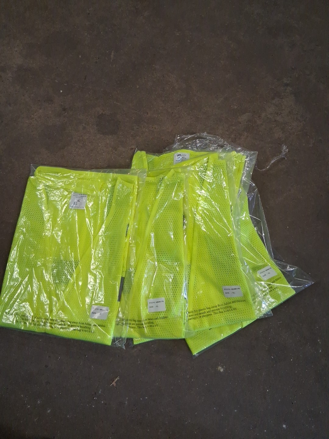 NEW (6) Sz. XL Lime Green Reflective Break Away Vest KR4001YM