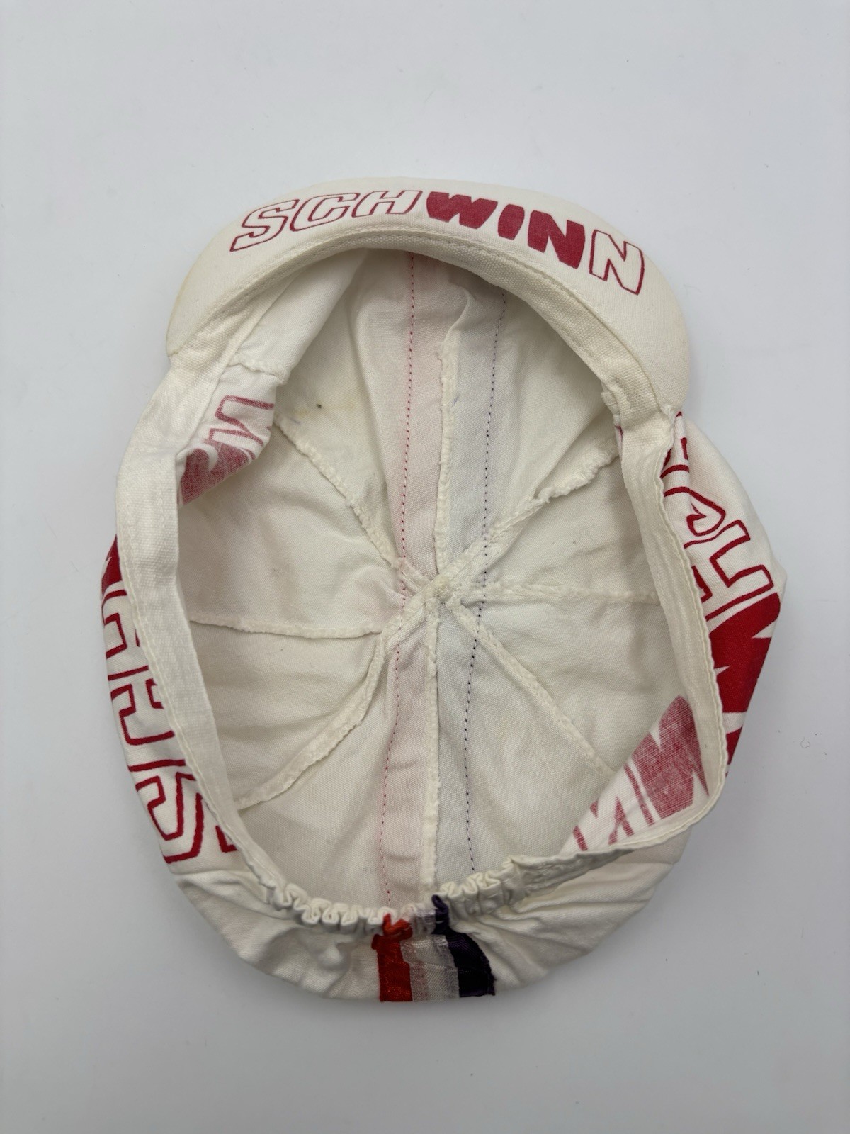 Vintage Schwinn Hat Cap Purple Red & White Stripes Bike Cycling Hat 70's 80's