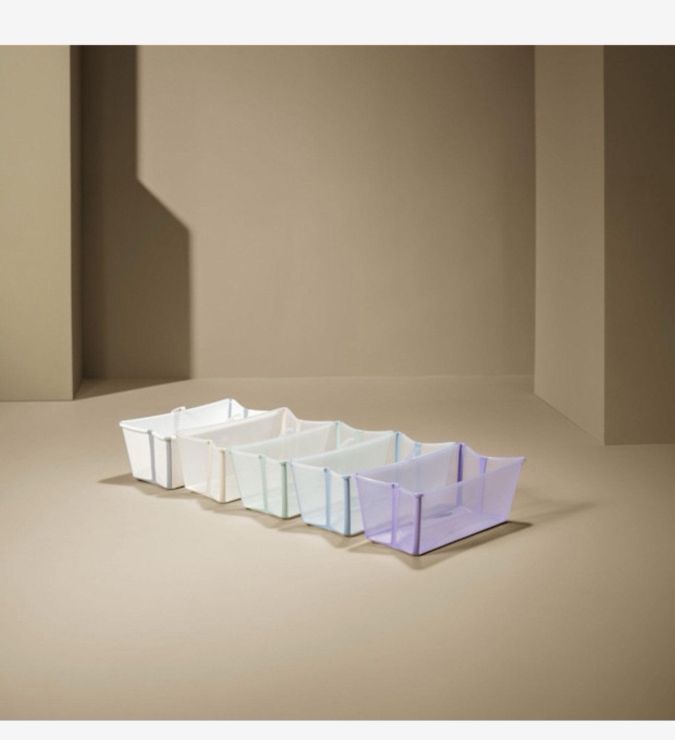 Stokke Flexi Bath Bundle, Sandy Beige - Foldable Baby Bathtub + Newborn Support