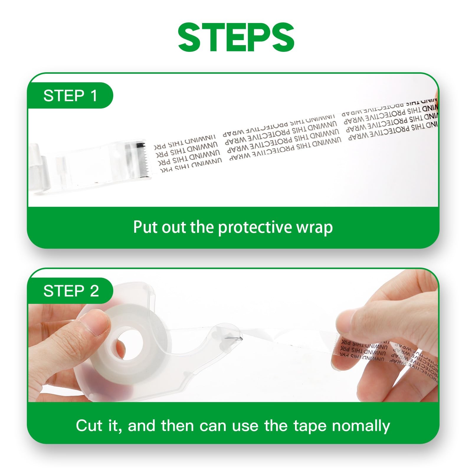 Double Sided Permanent Tape Light Duty with Dispenser, Narrow Width, Transluc...