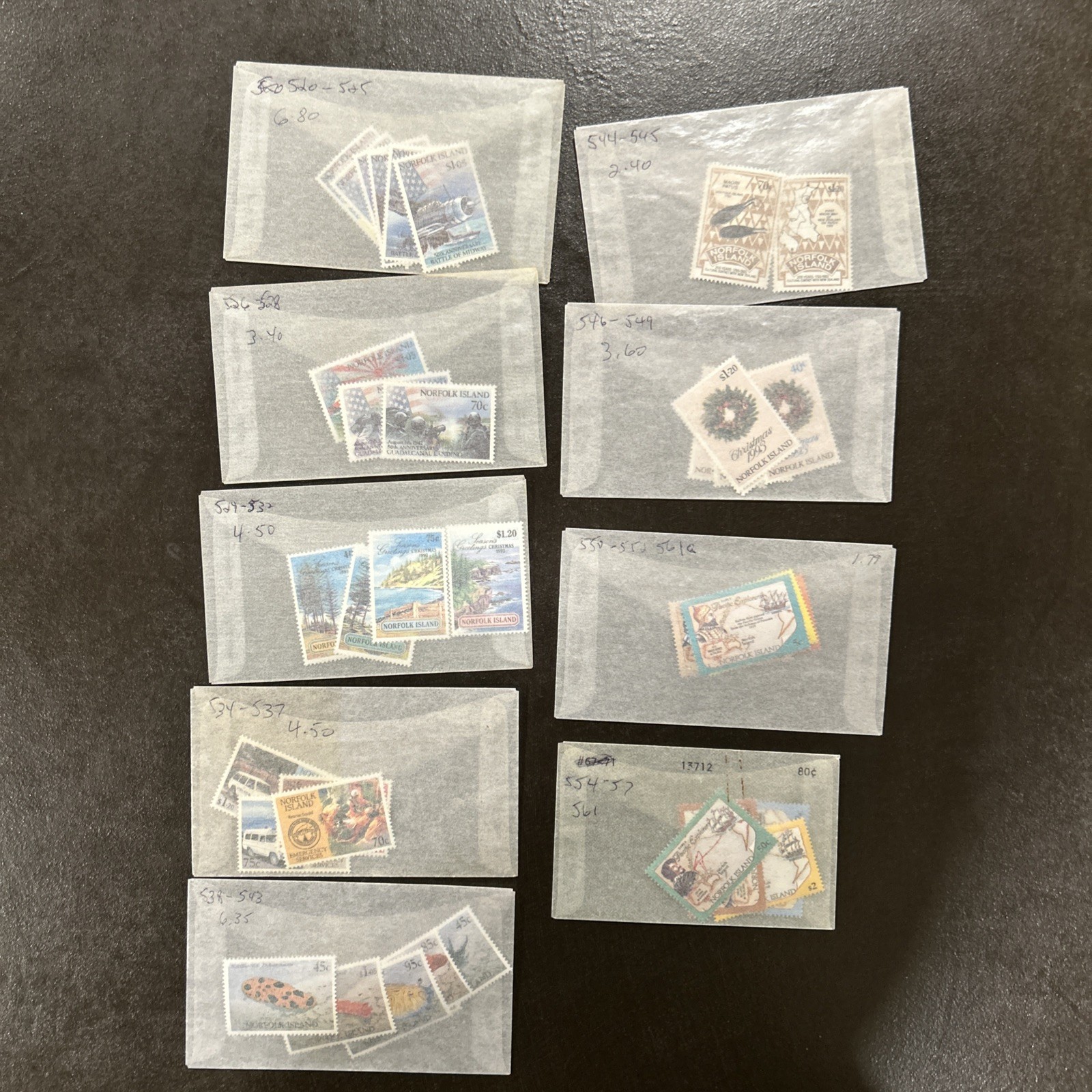 NORFOLK ISLAND 1974-1994 Scott 181-550 MNH In Glassines (Missing ~15 Issues) $$$