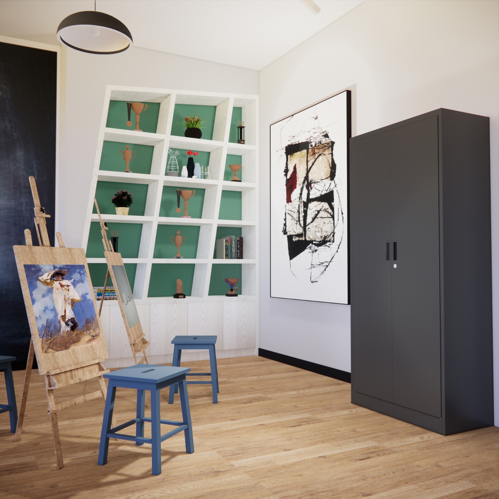 Locking Storage Cabinet with Adjustable Shelves, Metal Garage Storage Cabinet