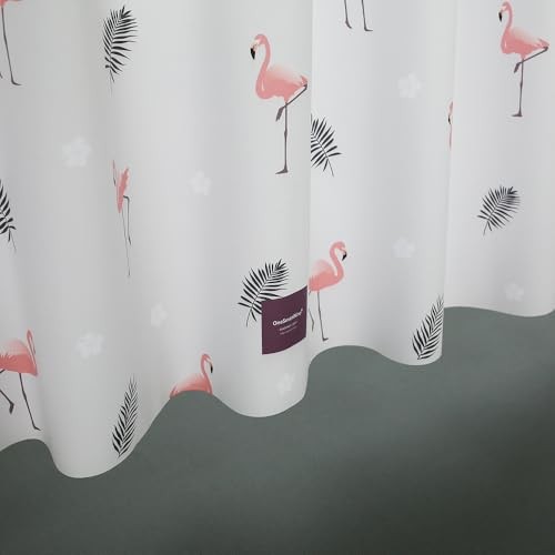 Quick-Dry Lightweight Shower Curtain – Made in 71"W x 74"L (Pack of 1) Flamingo