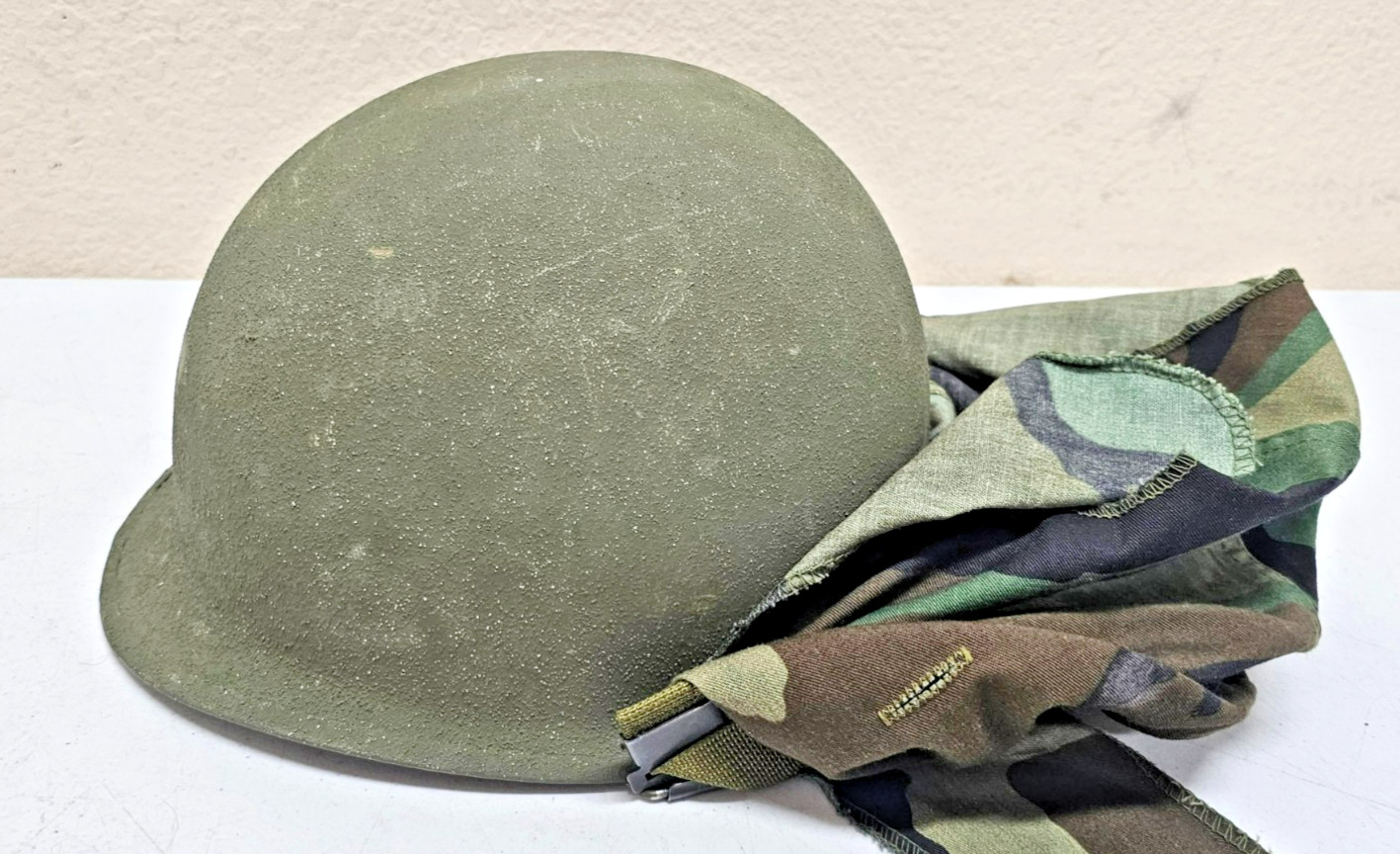 1950s US Army M1 Helmet w/ Green Metal Chinstrap & Liner