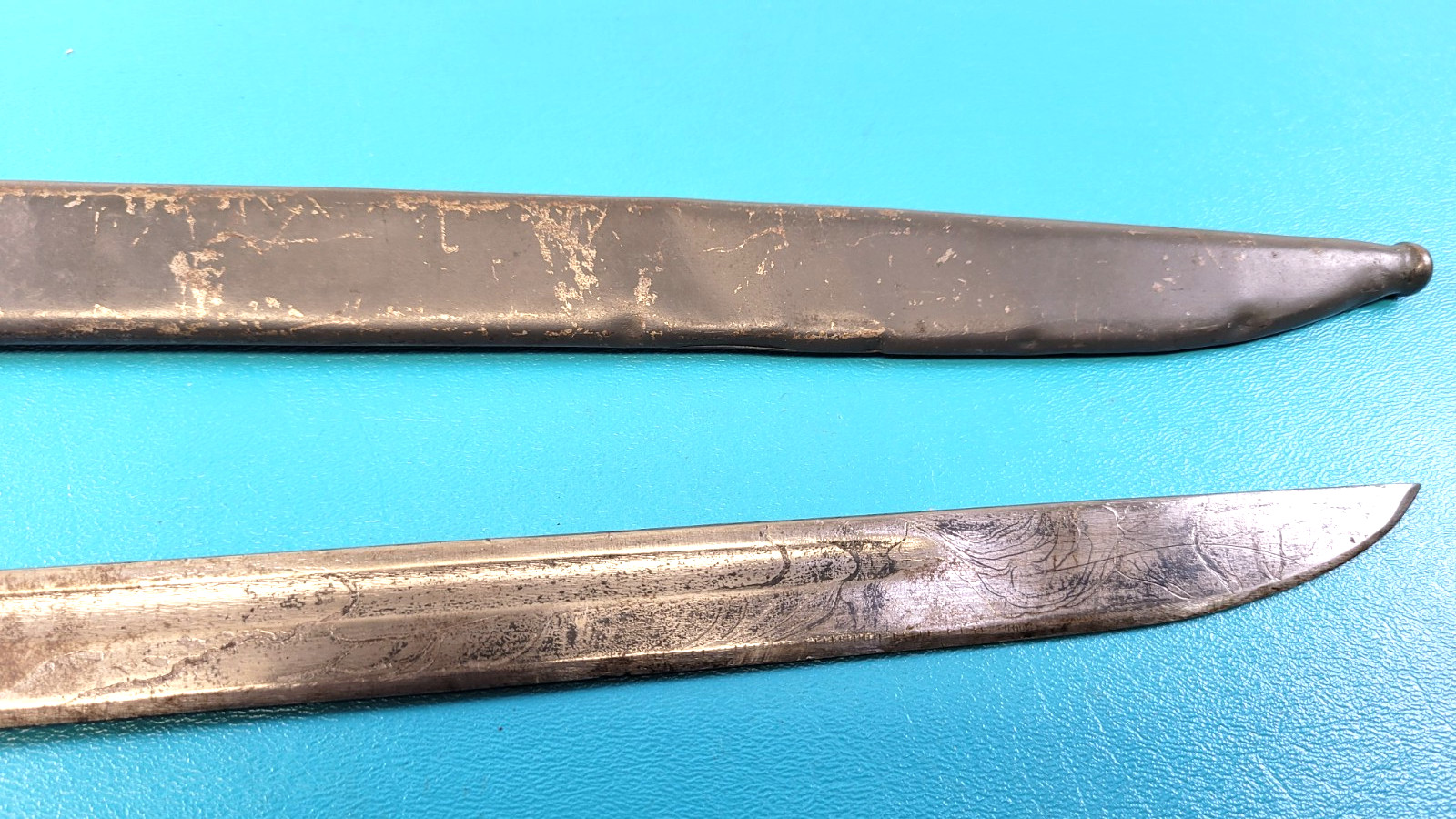 WWII Japanese Arisaka Training Bayonet Knife + Sheath + Metal Tag Brace TR446