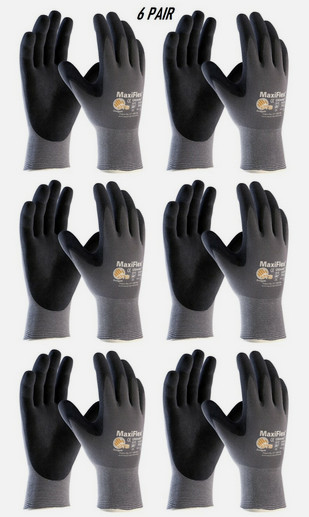 (6-Pairs) PIP 34-874 MaxiFlex Ultimate Micro Foam Nitrile Grip Coated Work Glove