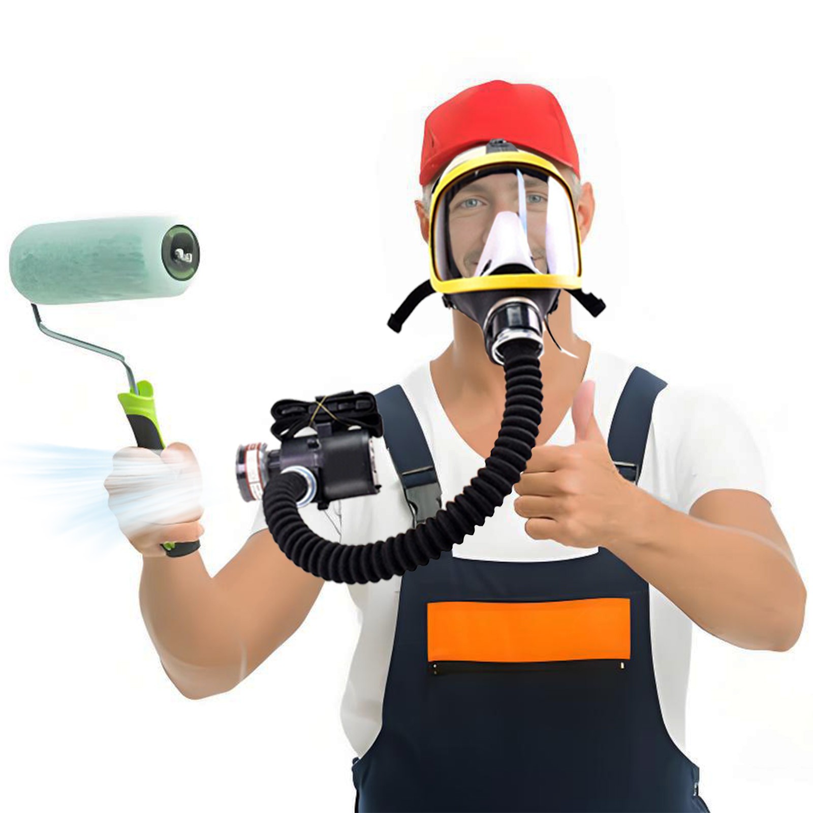 Electric Full Face Gas Mask Constant Flow Respirator Supplied Air Fed System