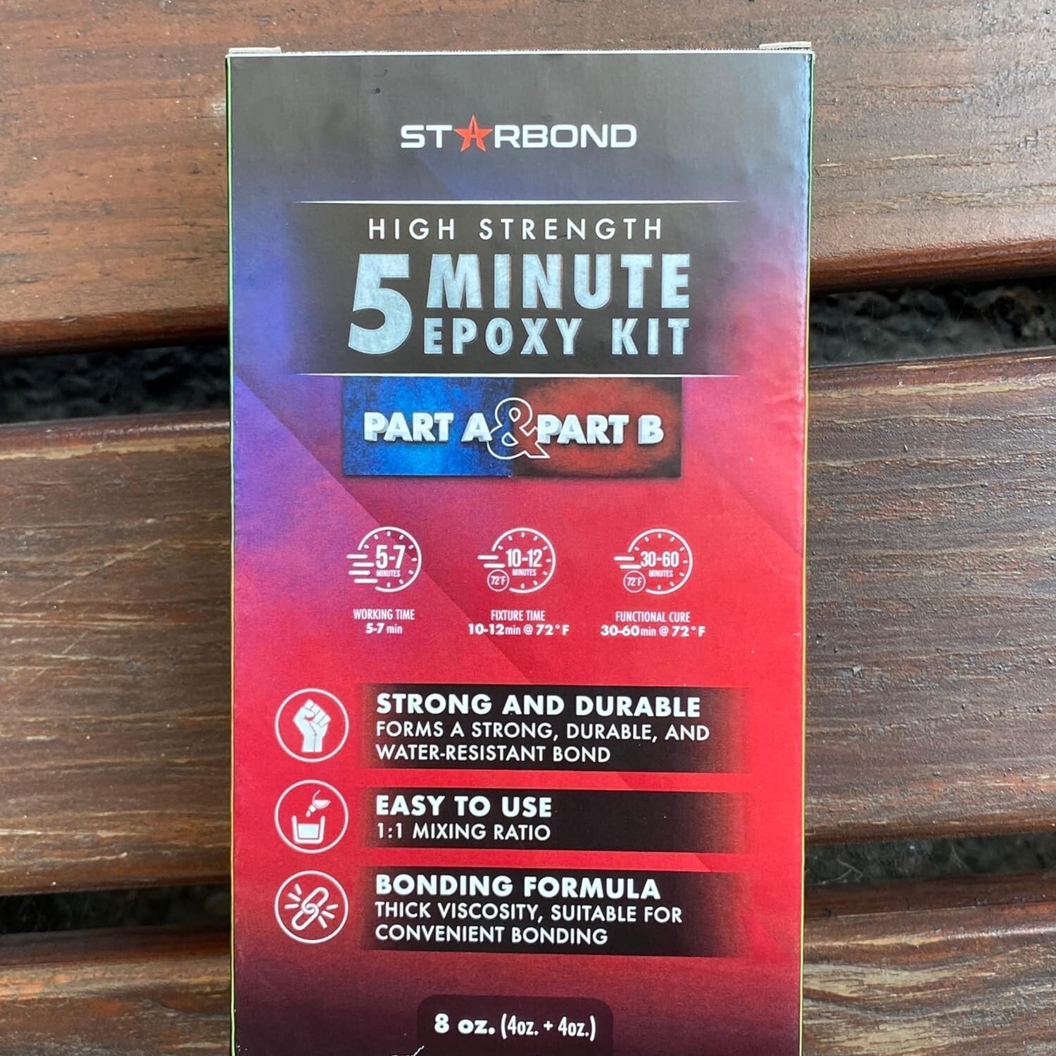 Starbond 5-Minute Epoxy Kit - Easy 1:1 Ratio, 8 oz. (4 oz. Part A, 4 oz. Part B)