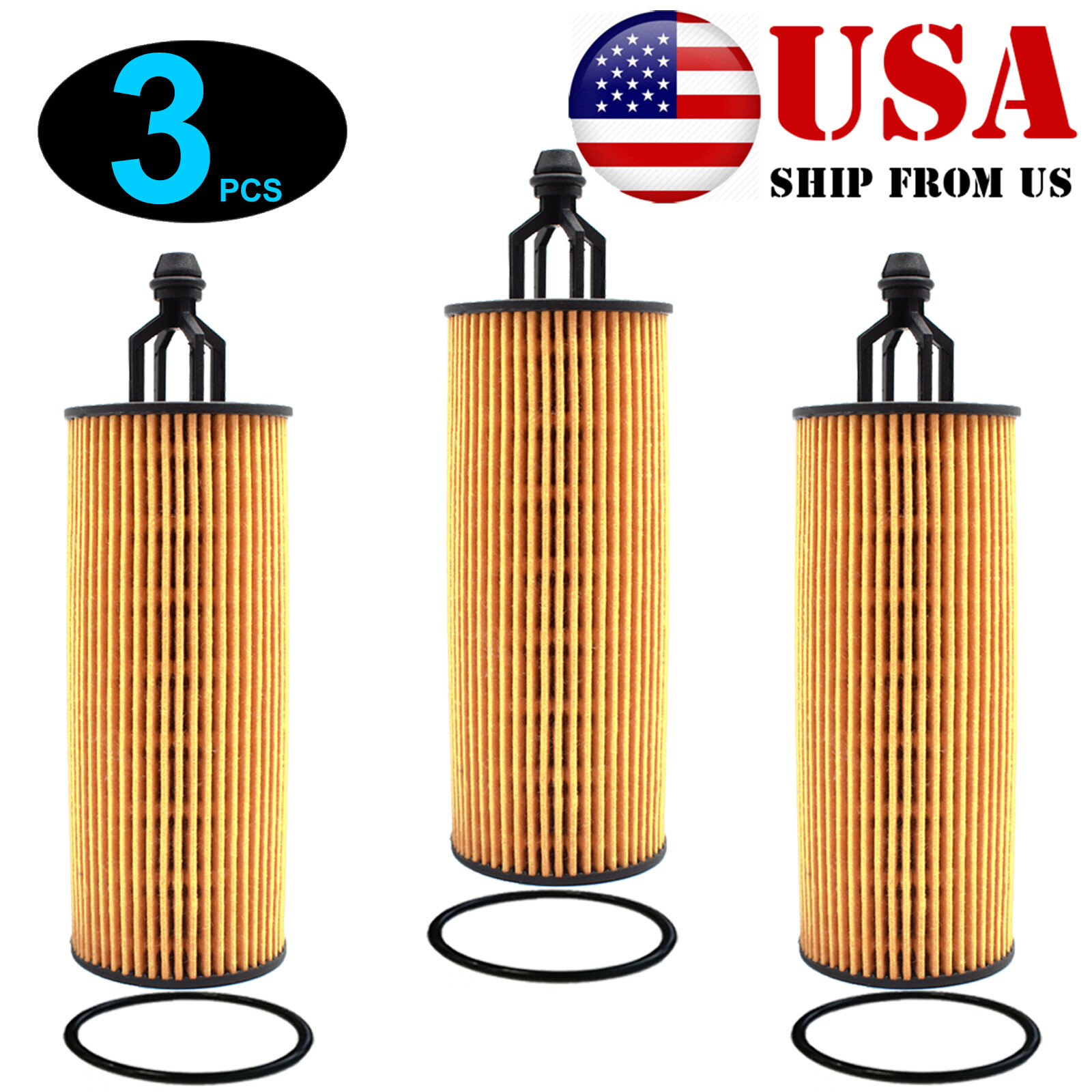 Qty 3, Oil-Filter #68191349AC For Dodge Challenger Journey Jeep Wrangler 3.2 3.6