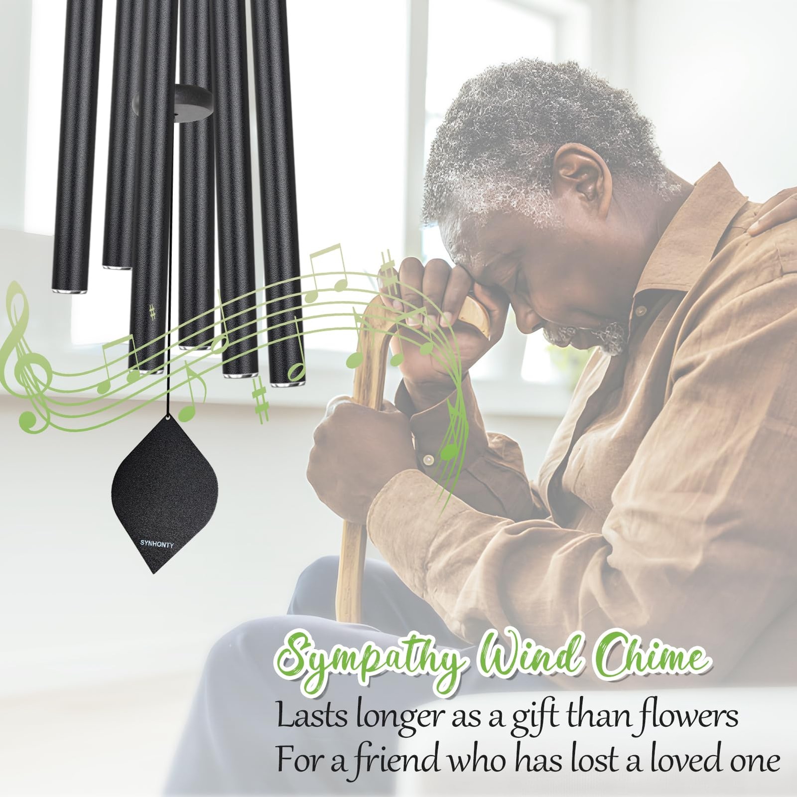 Large Wind Chimes for Outside Deep Tone,50" WindChimes Outdoors Unique Black