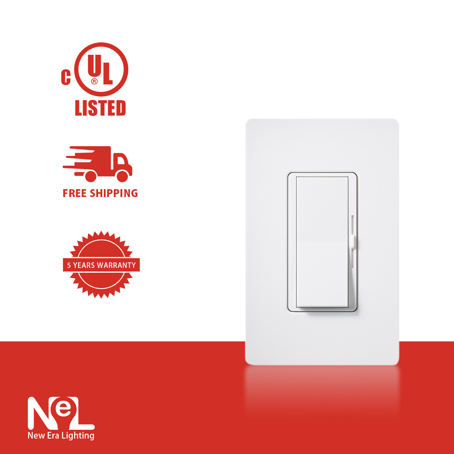 LED Decora Rocker Dimmer, Single & 3-Way Switch, CFL 600W / LED 150W