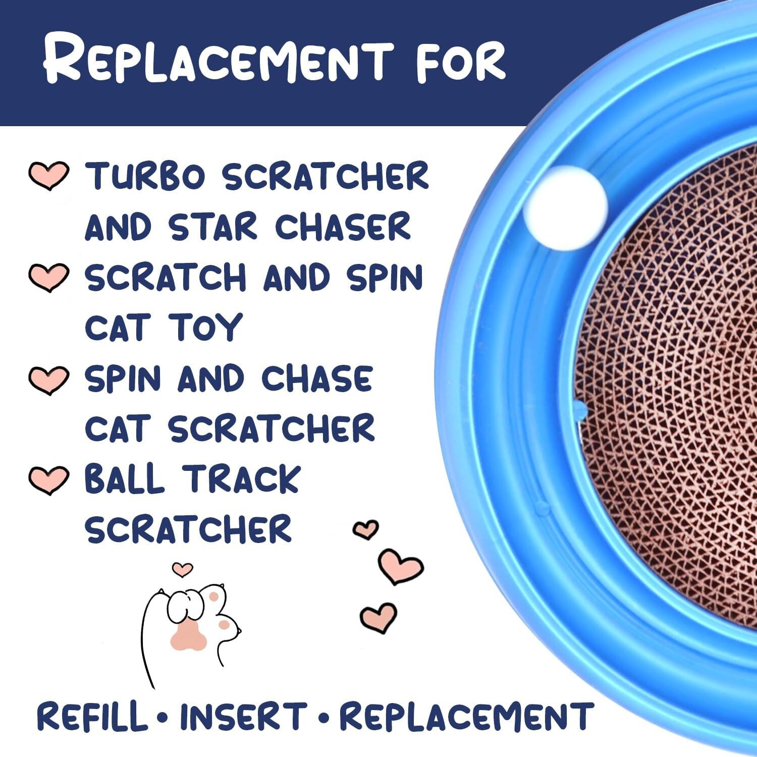 3-Pack Round Cat Scratcher Refill 10" Scratch Pads Circular Cardboard Insert