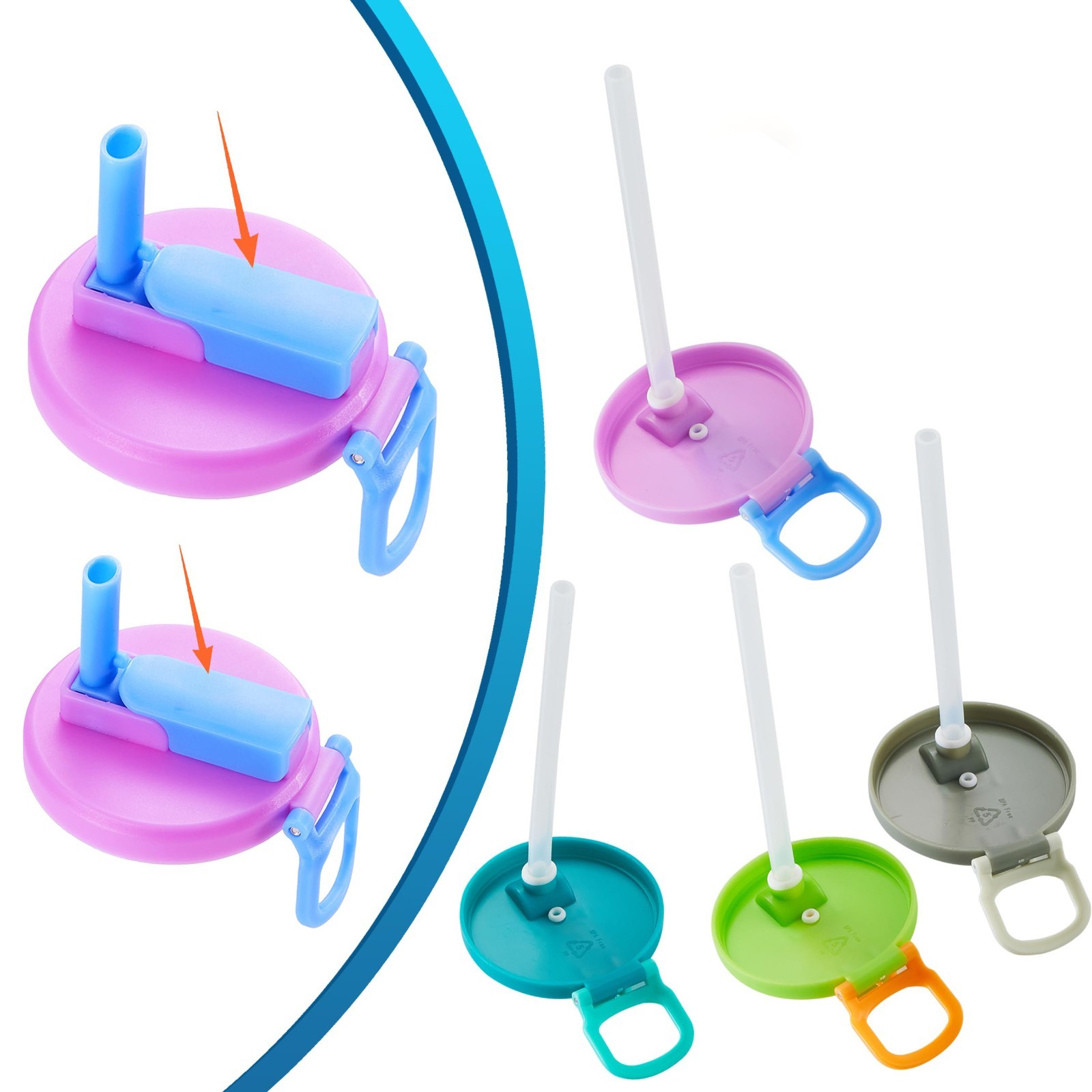 4-Pack Reusable Soda Can Lids with Silicone Straws Beverage,Sealed and leak-proo