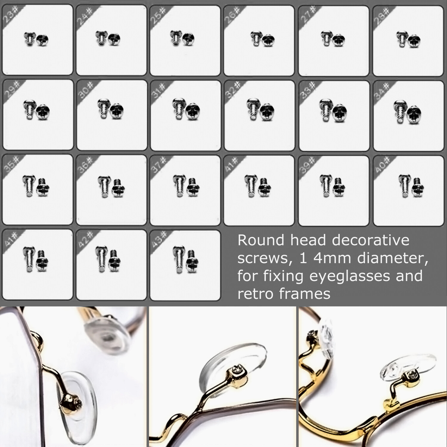 Screw Nut Nose Pad Optical Repair Tool Assorted Kit Set For Eyeglass Sunglasses