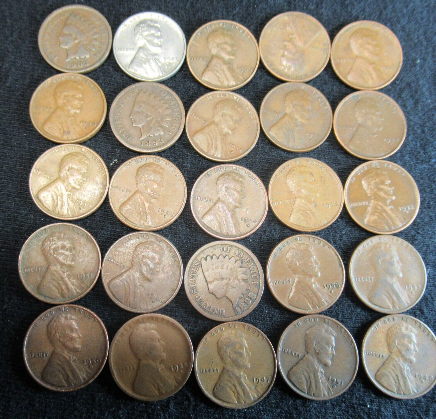 INDIAN HEAD CENT PENNY WHEAT CENT PENNY ROLL LOT 1800'S 1900'S