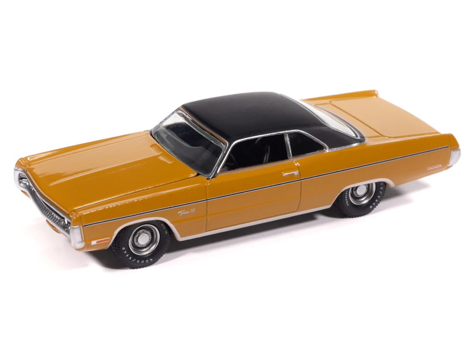 1971 PLYMOUTH FURY II BAHAMA YELLOW 1/64 DIECAST BY AUTO WORLD 64522-AWSP204 A