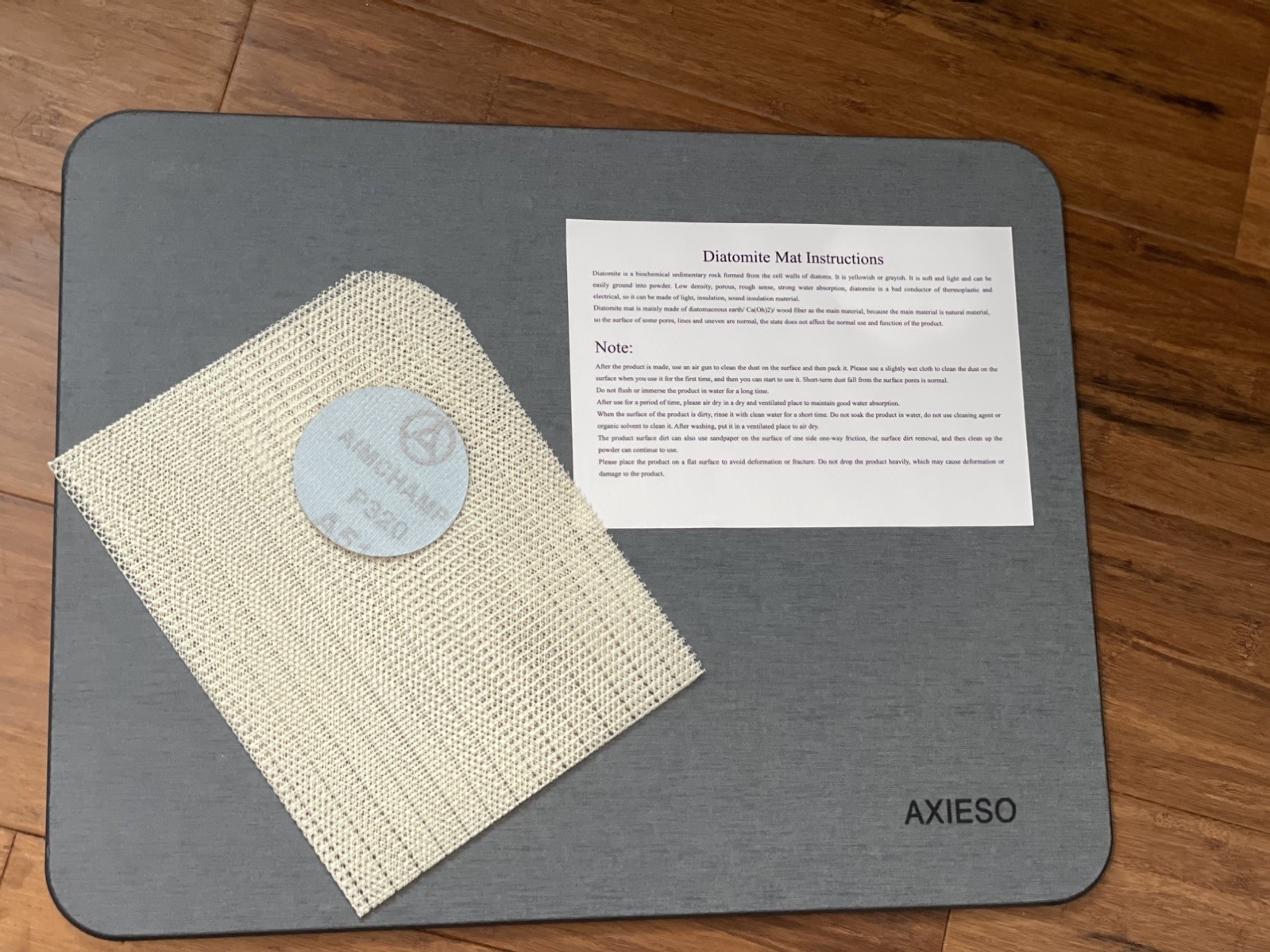 AXIESO Stone Dish Drying / Shower Bath Mat – Quick Dry Diatomaceous Earth Mat