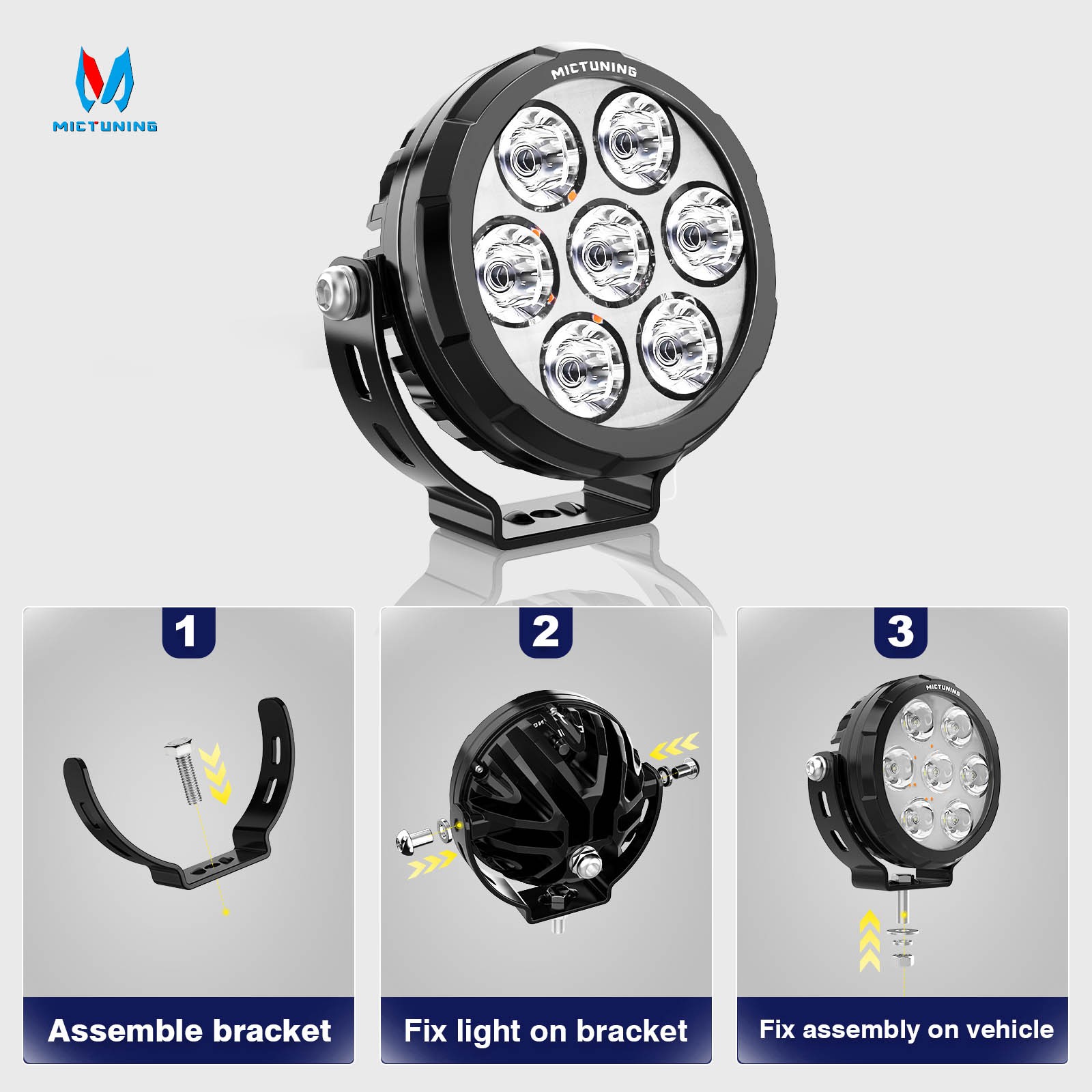 2x 4.5" Motorcycle Round LED Driving Work Light Pods Fog Spotlight w/Amber Cover