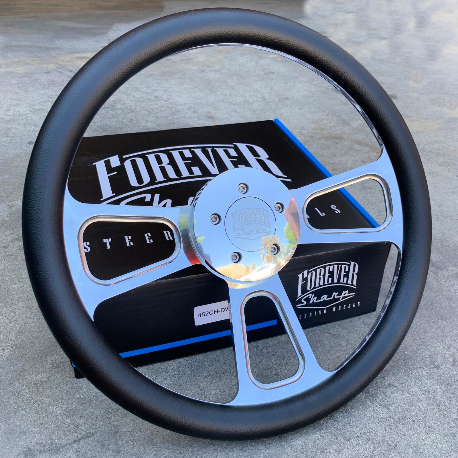 16 Inch billet Semi Truck Steering Wheel with Black Vinyl Grip - 5 Hole