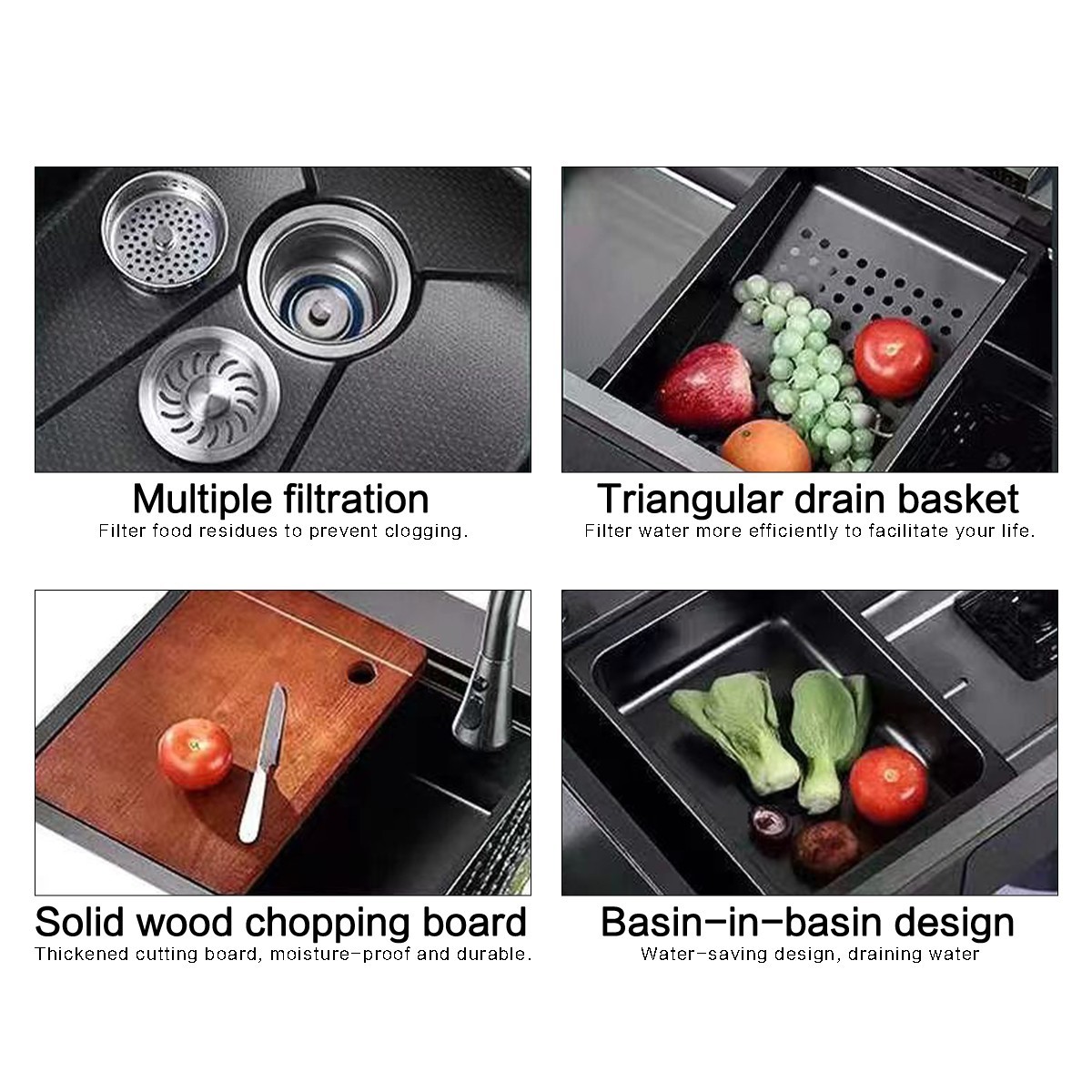 28x17 Flying Rain Stainless Steel Waterfall Kitchen Sink with Faucet Single Bowl