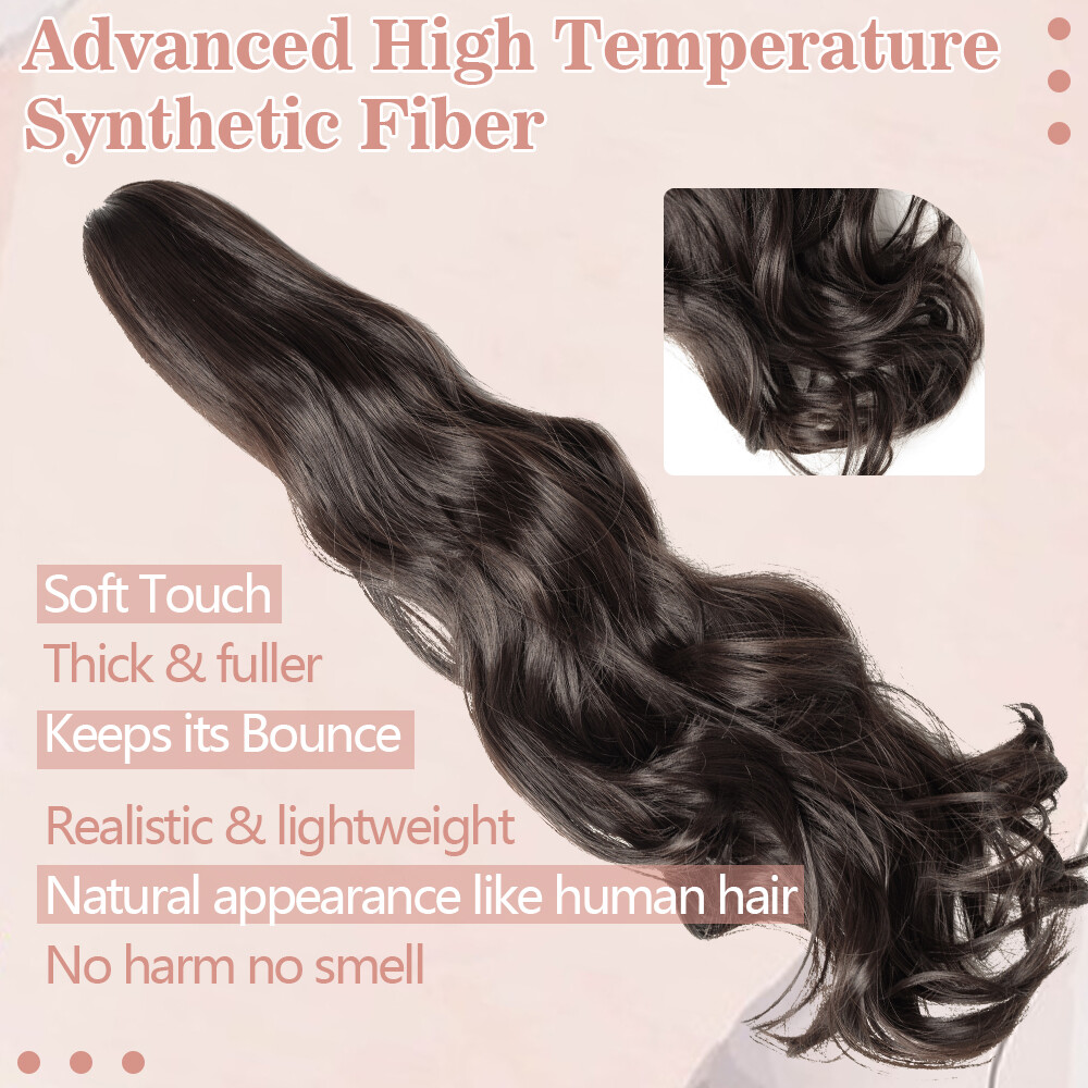 Claw Clip Wavy Ponytail Extensions As Human Pony Tail Long Hair Hairpiece Real