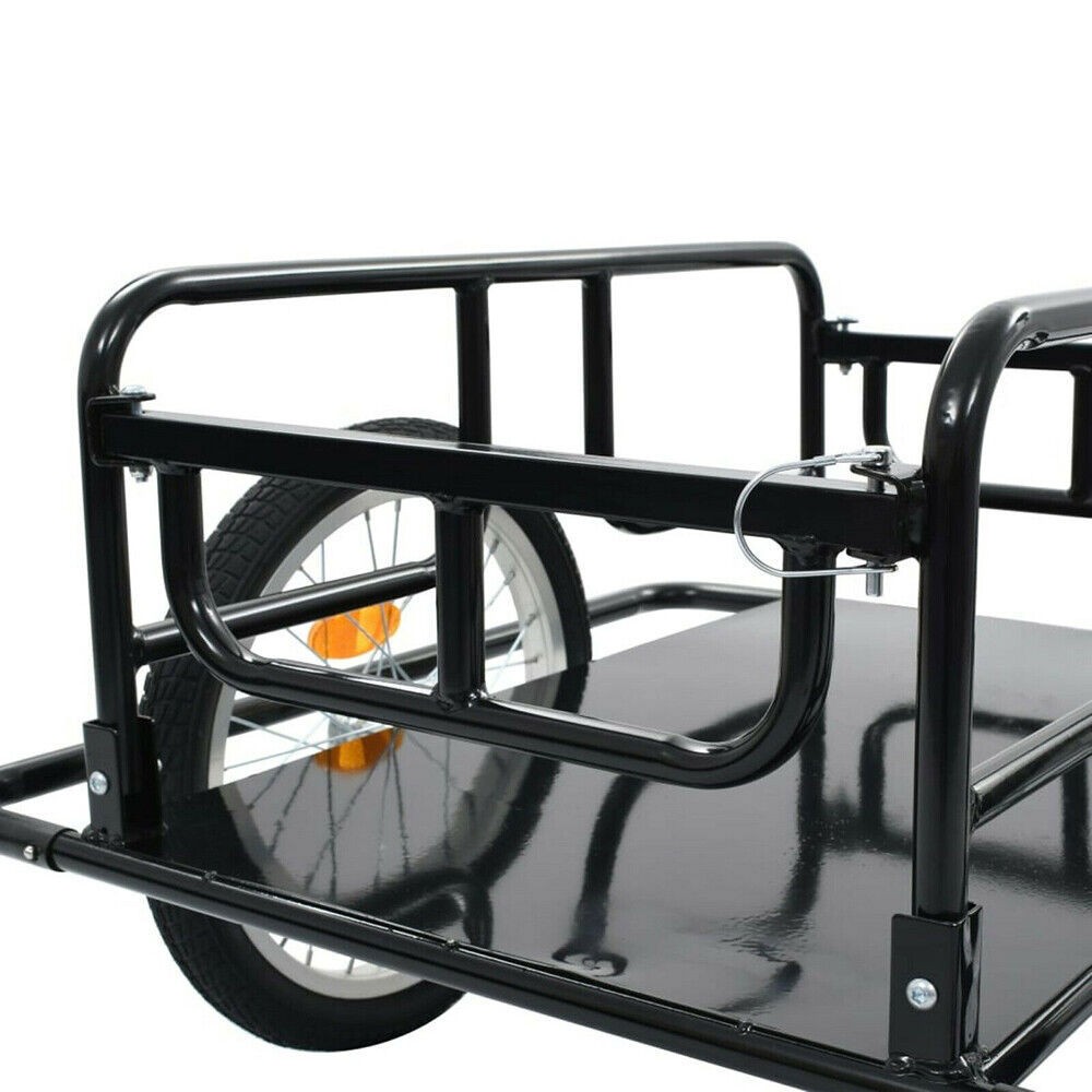Large Bicycle Bike Cargo Trailer Foldable 110lbs Max Load Steel Carrier For Shop