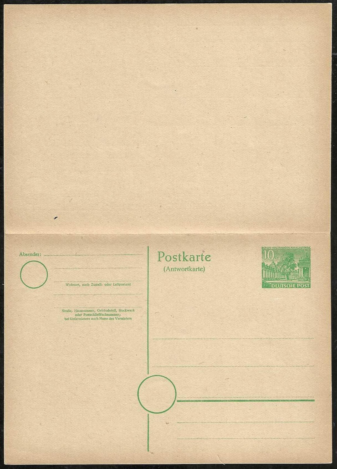 BERLIN 1949 Postal Card + Unsevered Reply Card HG7