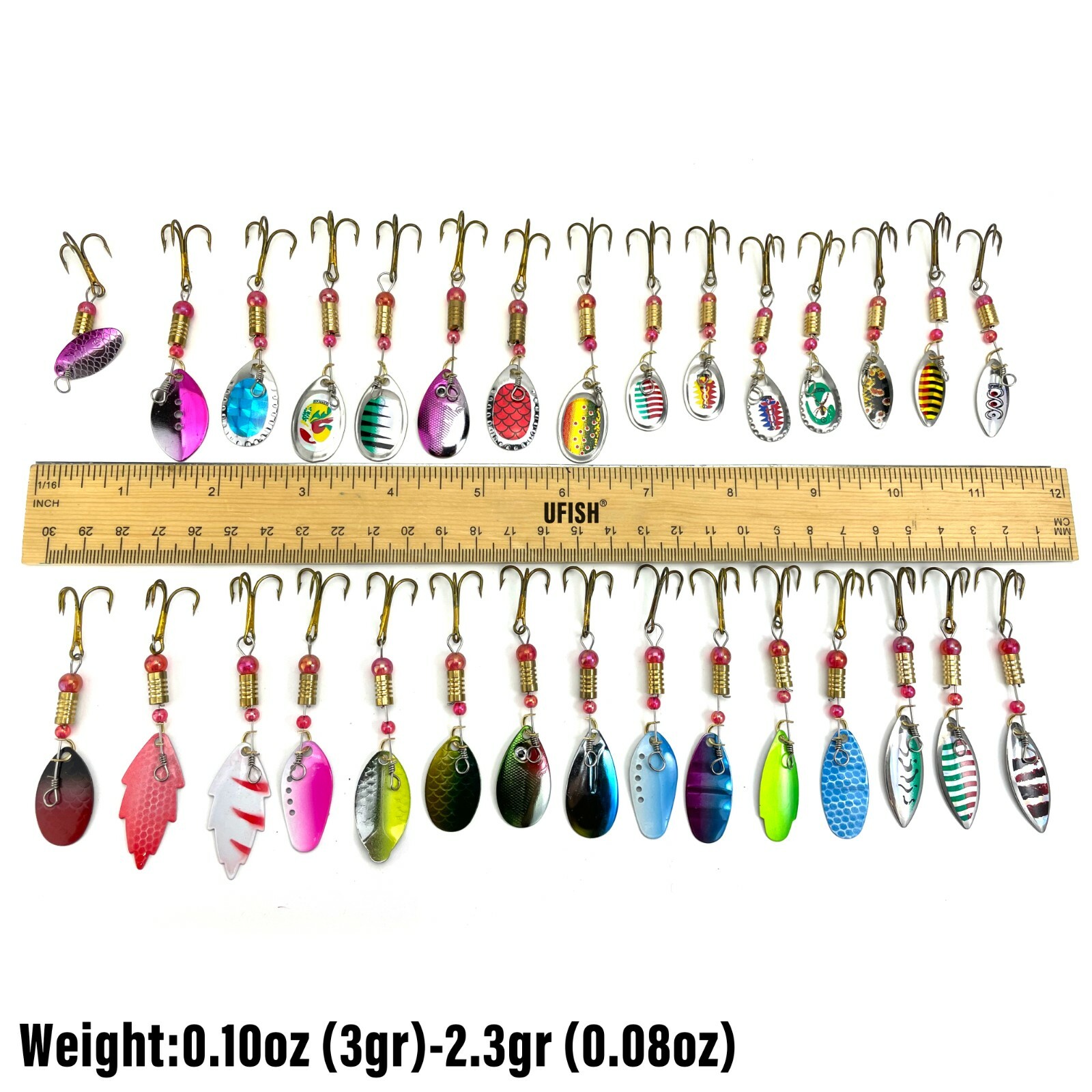 UFISH - Salmon Trout Bluegill Spinners, Trout Spoon Lures, Trout baits set of 30