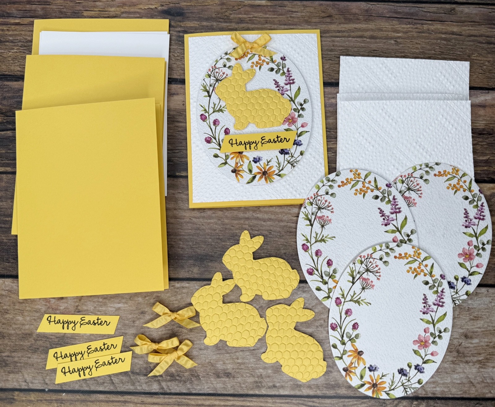 Stampin Up Card Kit Happy Easter Bunny Oval Floral Pink - Makes 4 Cards