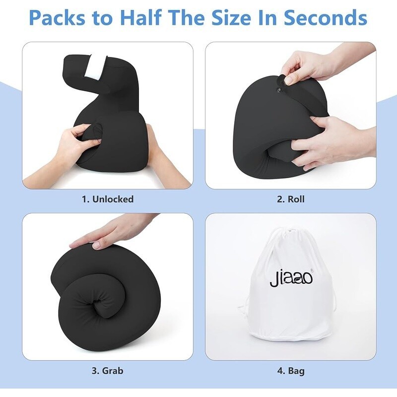 Travel Neck Pillow Memory Foam Adjustable Support Eye Mask Ear Plugs Bag New