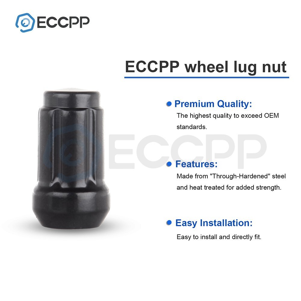 23 Set Of 1/2''-20 + 2 Key Black 6 Spline Tuner Wheel Lug Nuts For Ford Jeep