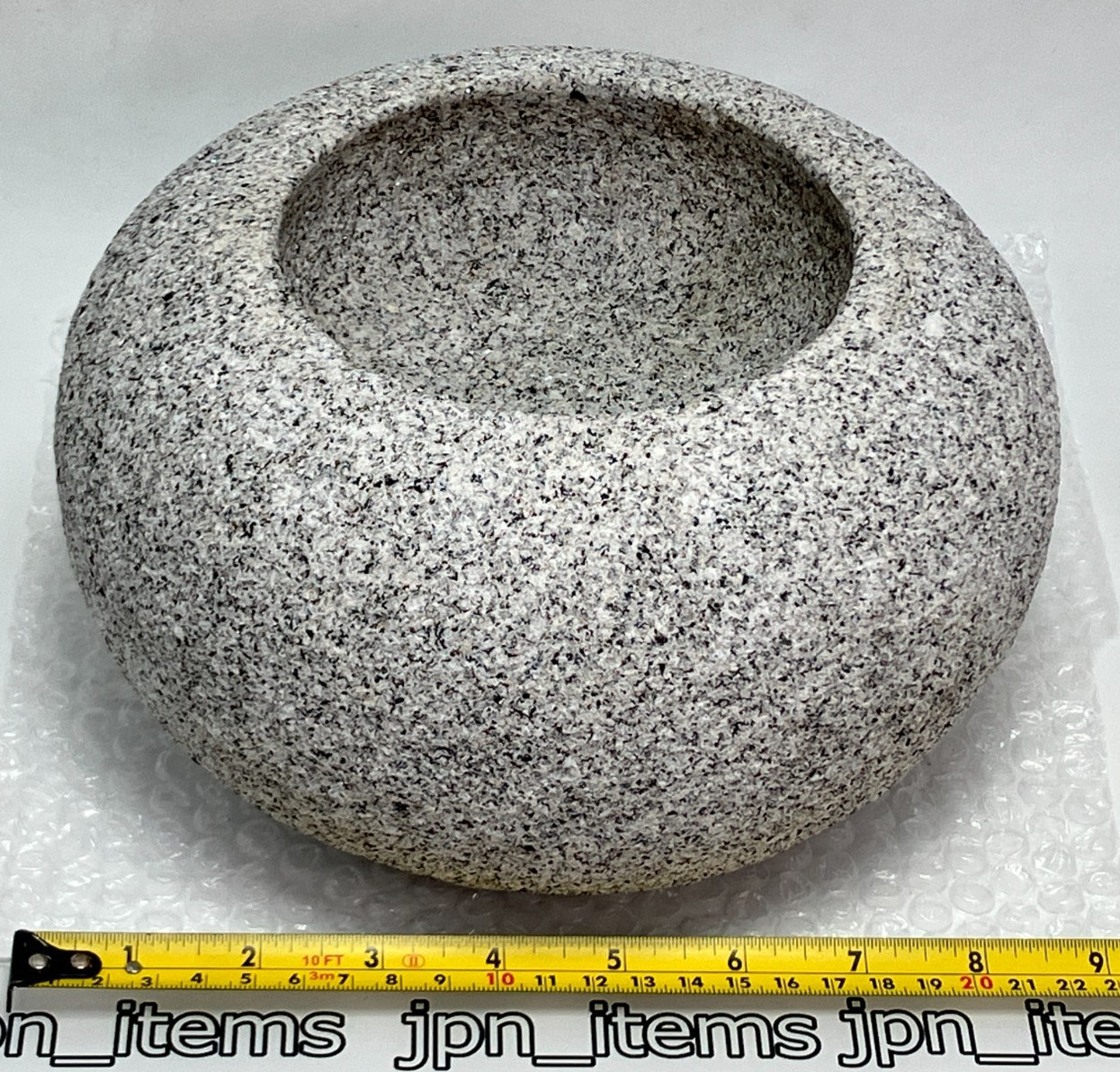 Small Granite Stone Water Bowl 8.6 in Chozubachi Japanese Garden Ornament Statue