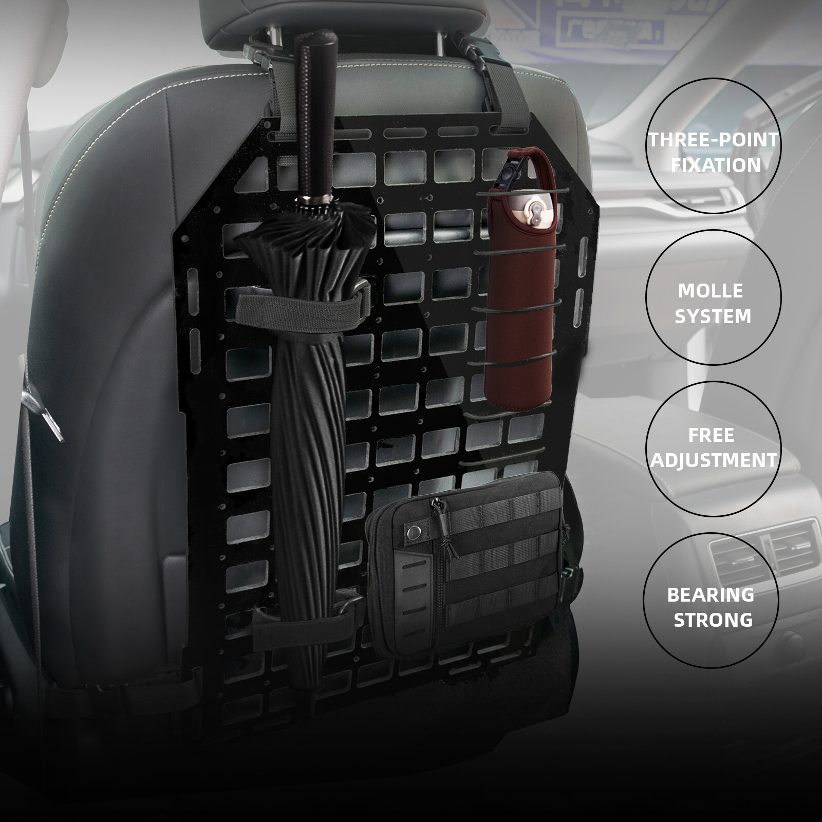 Tactical Rigid MOLLE Panel Vehicle Car Seat Back Shooting Storage 21x14in NEW