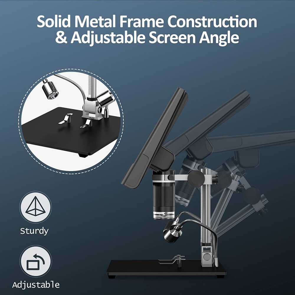 Elikliv Digital Microscope 10'' 12MP 1300X Coin Magnifier with Light for Adult
